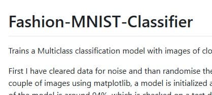 Fashion MNIST Classifier screenshot